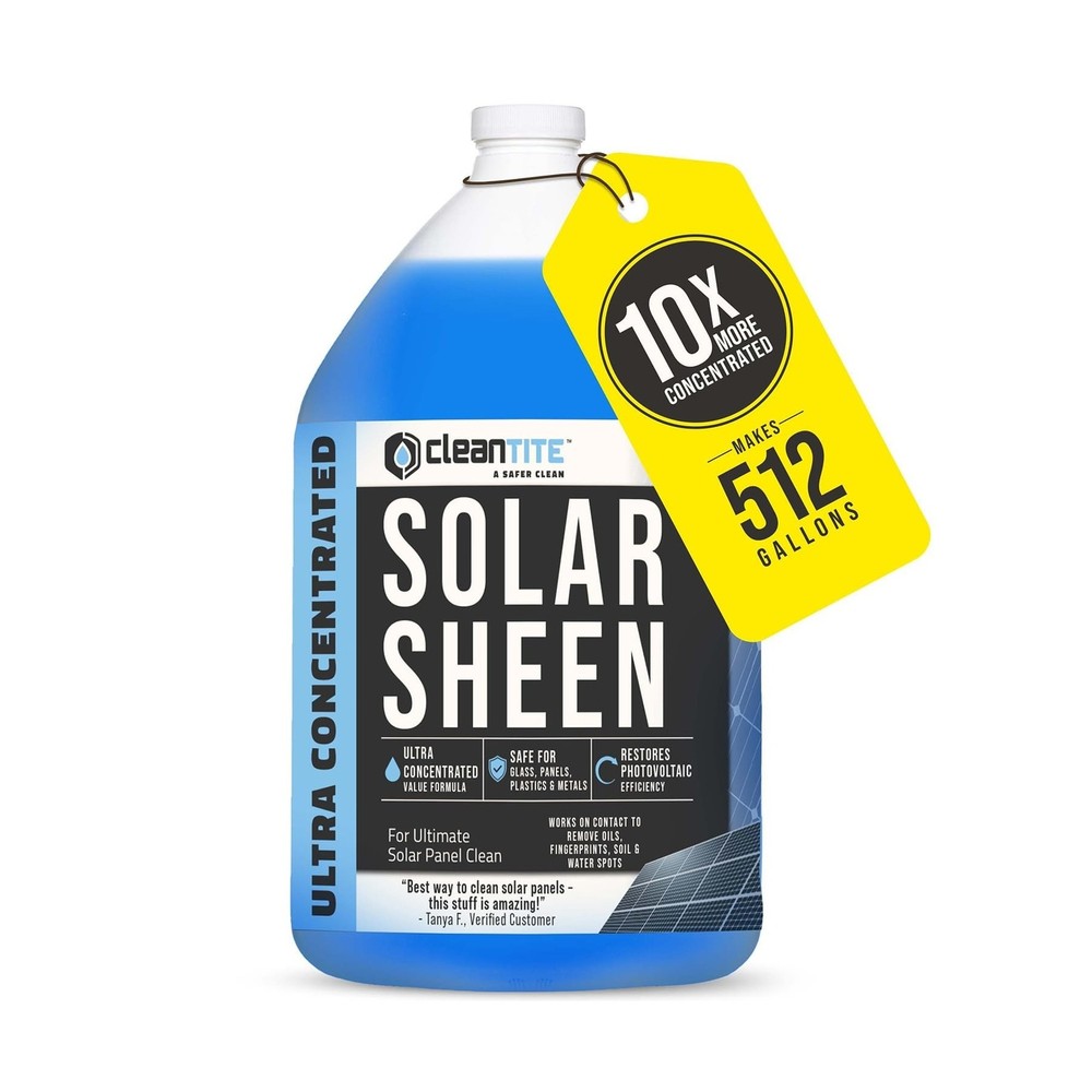 Cleantite Solar Panel Cleaner Solar Sheen (Makes 512 Gallons) – Super Concent…