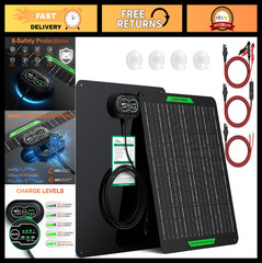20W 12V Waterproof Solar Battery Charger & Maintainer, MPPT Controller, Trickle