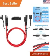 Bates 3FT SAE Extension Cable, 16 AWG, Quick Connect for Solar & Battery Use