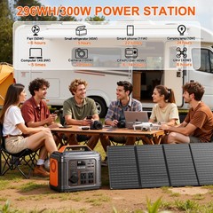 300W Portable Power Station for RVs, Equipped with a 60W Foldable Solar Panel