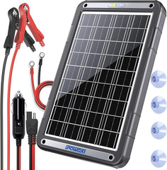 POWOXI 12V Solar Car Battery Charger: 15W Solar Trickle Charger Maintainer with