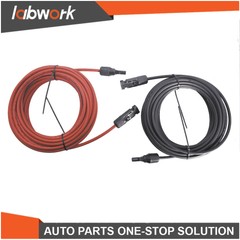 Labwork Black + Red Solar Panel Extension Cable Wire Connector 1 Pair 12/10 AWG