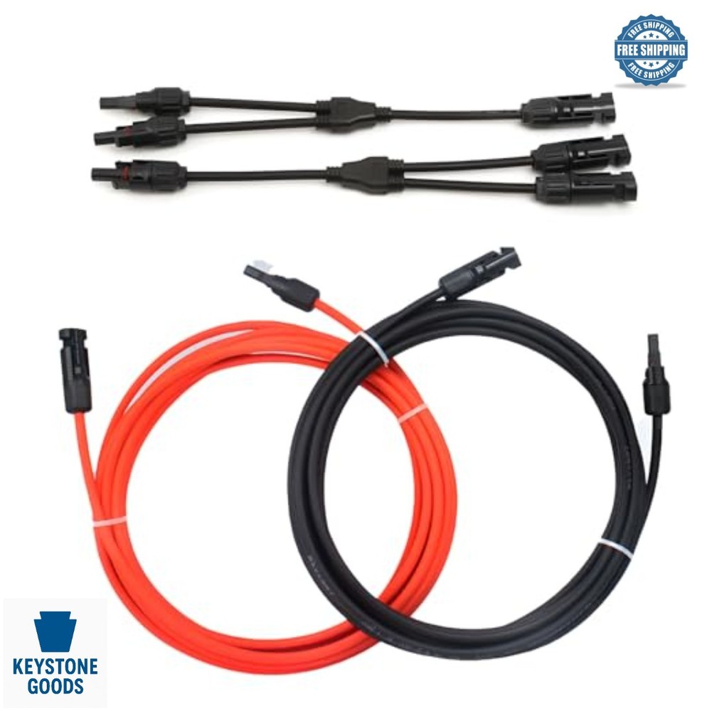 10FT 10AWG Solar Extension Cable Male Female Connector Y Branch Adaptor Kit for