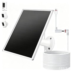VERVERAY Solar Panel for Ring Camera, 6W Solar Charger with USB-C & Barrel P