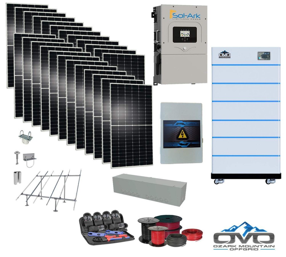12KW Complete Offgrid Solar Kit – 15K Sol-Ark Inverter + 30.72KW OMO Stack Lithi