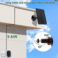 Solar Panel for Security Camera, 4W Solar Charger with Micro USB/USB-C Plug w…