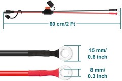 2FT SAE Extension Cable, 16AWG Battery Connector for Motorcycles & Cars