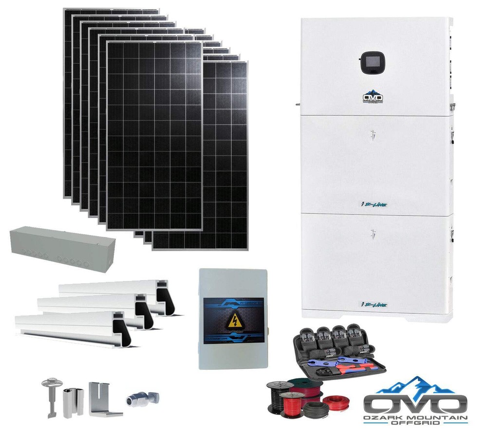 4.56KW Complete Offgrid Solar Kit + 10K 120V/240V OMO E-Line Inverter + 2x 10.24