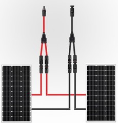 Solar Panel Y Branch Parallel Adapter 10AWG – Red & Black Connectors