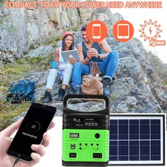 Portable Solar Generator with Panels, LiFePO4 Battery, USB/DC Outlets, LED Flash