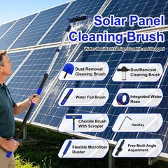 30FT Reach Solar Panel Cleaning Brush Kit with 5-24FT Telescoping Pole, 40FT …