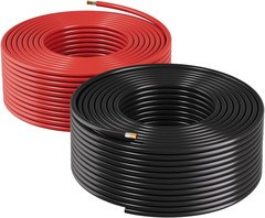 Solar Panel Wire, 100 Ft Black + 100 Ft Red Kit, 10 AWG (6 Mm²) Solar Panel Exte