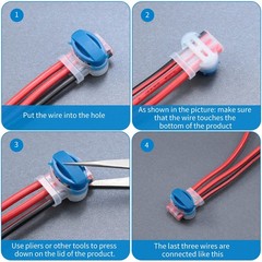60 Pack 3 Way IDC Wire Connectors Self Stripping Pigtail 22-14 AWG Cables