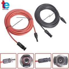 30 Feet Black + Red Wire Connector 10AWG Solar Panel Extension Cable 1 Pair