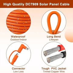 Flexible 30FT DC7909 Solar Cable with Flame-Retardant PVC and Easy Installation