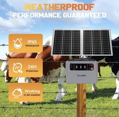 Electric Solar Fencer Kit 30Miles Solar Fence Charger W/Pre-Installed Battery