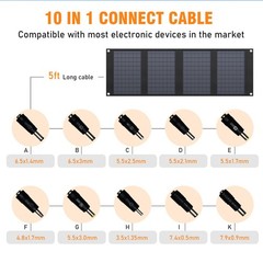 40 Watt Portable Solar Panel for 100W~200W Portable Power Station, Foldable S…