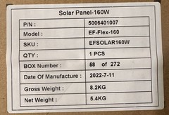 EcoFlow 160W Portable Solar Panel Kit for Power Station outdoors EF-FLEX-160 NIB