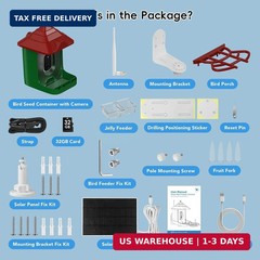 Smart Bird Feeder with Camera, Solar Panel & 5200mAh Battery, 4K HD Video, AI Id