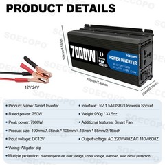 SOECOPO 7000W Solar System Kit,100A Controller, 12V DC to 110V/220V