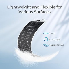 Renogy 200W 12V Flexible Mono Solar Panel RV Rooftop Camping Off-Grid Light Thin