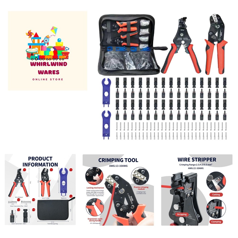 60PCS Solar Connector Crimping Kit with 30 Pairs MC4 Connectors – Ultimate So…
