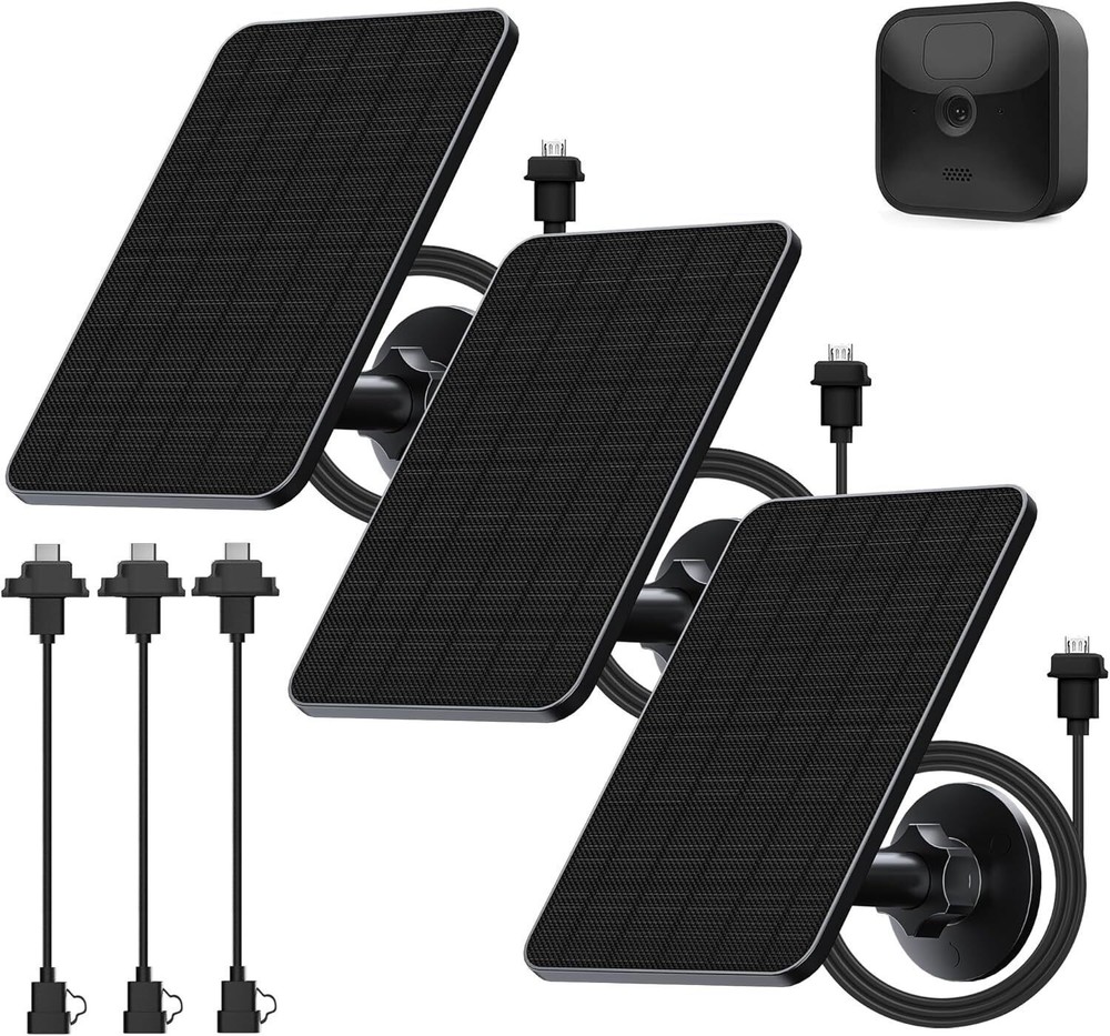 3 Pack Solar Panel Blink Solar Panel with Mount 13.1ft Cable Rubber Plug