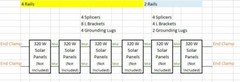 Solar Rail kit to mount 6 panels w/ clamps & L brackets and with 7.3 ft rails