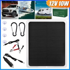 10W Solar Panel 12V Trickle Charger Battery Charger Kit Maintainer Car RV Boat