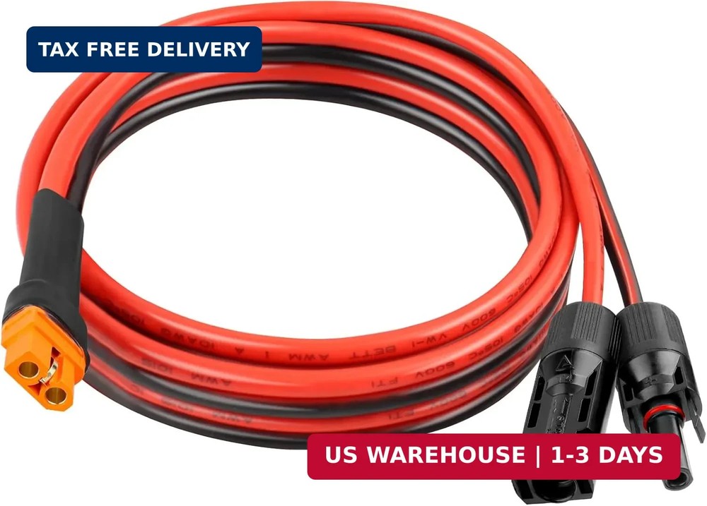 Solar Panel Adapter Cable to XT60i 6FT – 10AWG XT60i Female Solar Cable Tinned C