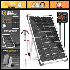 30W 12V Solar Battery Charger & MPPT Controller Kit | Waterproof Trickle Charger