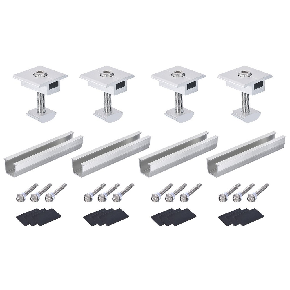 4 x 200mm Aluminium Profile Mounting Rail, 4 x 30mm Clamps