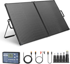 100W 12V Portable Solar Panels Suitcase with Waterproof 10A Charge Controller, F
