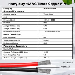 XRDS -RF SAE Extension Cable 10FT– Heavy Duty 10AWG Tinned Copper Wire with S…