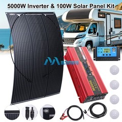 5000W Inverter & 400W 200W Flexible Solar Panel Kit RV Boat Camper Backup Power