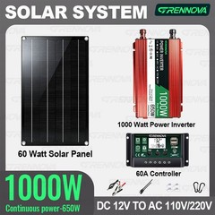 Grennova 1000W Off-Grid Solar System 60W Panel 60A MPPT Dual Voltage Inverter
