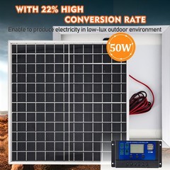 Solar Kit 100A Controller, 18V USB Port Panel for RV Marine Caravan