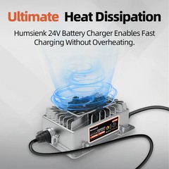 Humsienk 24V 15A LiFePO4 Battery Charger Efficient Fast Charging for RV Marine