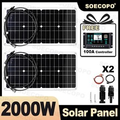 2000W Solar Charging Kit 2 x1000W High-Efficiency Panels + Y-Cable Home/Outdoor