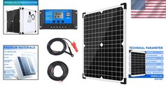 High Efficiency 20W Solar Panel with Battery Clips and 10A Charge Controller Kit