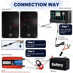 6000W DC to AC Solar Inverter Kit | Includes 2pcs Solar Panels & Charge ControLC