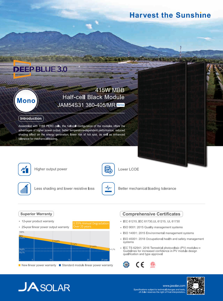 (LOCAL PICK-UP ONLY) JA Solar 395-Watt Solar PV Module