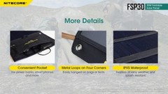 Nitecore FSP30 30W Foldable Solar Panel IPX5 Waterproof -2 USB-A and USB-C Ports