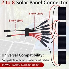 Solar Parallel Connectors for 2-3-4 Solar Panels, Tool-Free MC4 Solar Cable S…