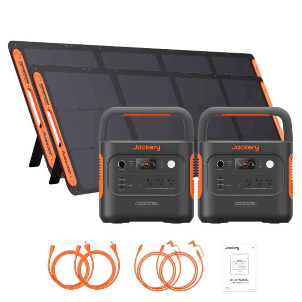 Jackery Qty2 Explorer 2000 v2 + Qty2 SolarSaga 200W Portable Solar Panel