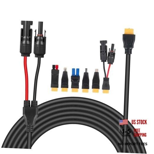 6-in-1 Solar Panel Connector Kit Solar Connector to DC5521 7909 8020 16.5FT(5m)