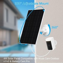 FUTUREZEN 4W Solar Panel for WYZE Cameras USB-C Micro USB Solar Charger Compatib