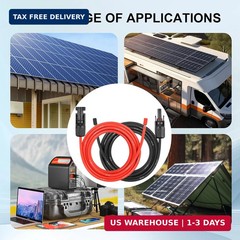 10AWG Solar Extension Panel Cable – 50FT Solar Wire with Waterproof Female and M