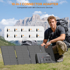 200W Solar Generator with 40W Panels & 2 AC Outlets for Outdoor Power