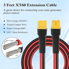 Tinned Copper XT60 Extension Cable 3FT – 2 Pack